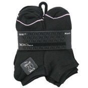 Wholesale - 20pk LADIES BLK XOXO LOW CUT NC SOCKS SIZE 4-10 C/P 48, UPC: 662239095259